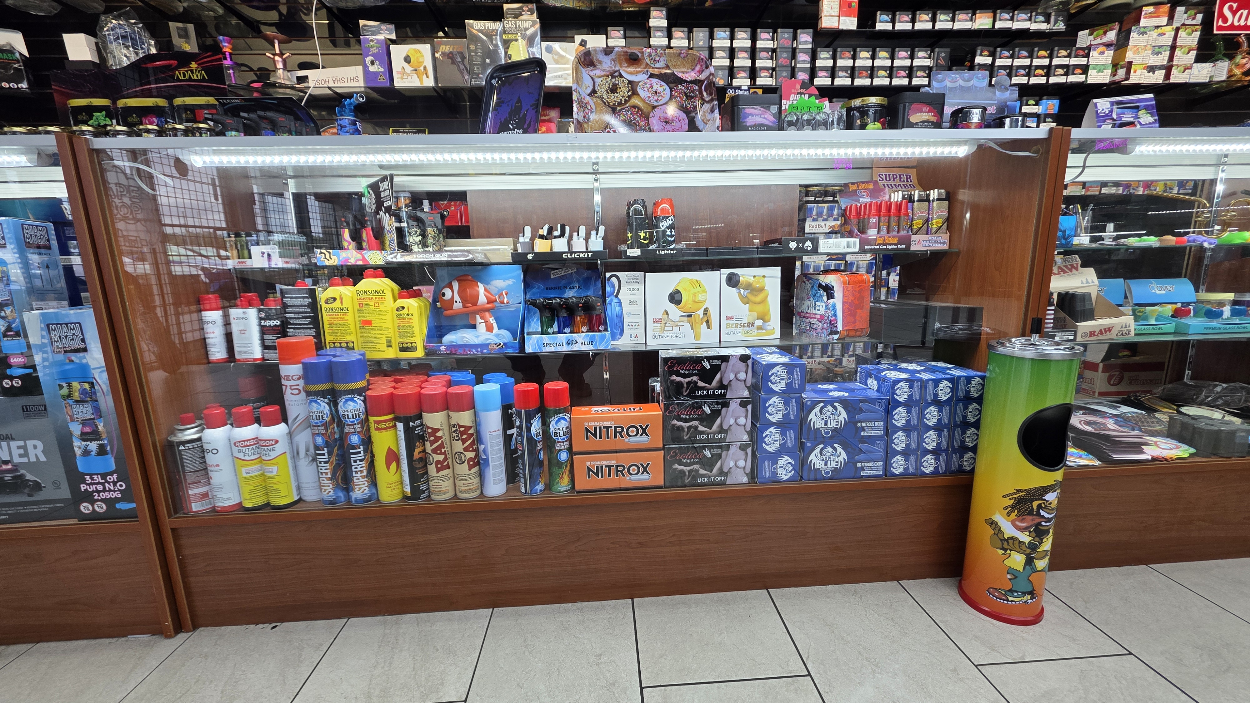 Lighters, butane torches and smoking accessories counter